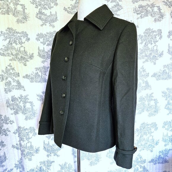 Size L Vintage 1970s Wilken Green Wool Coat - Picture 1 of 12